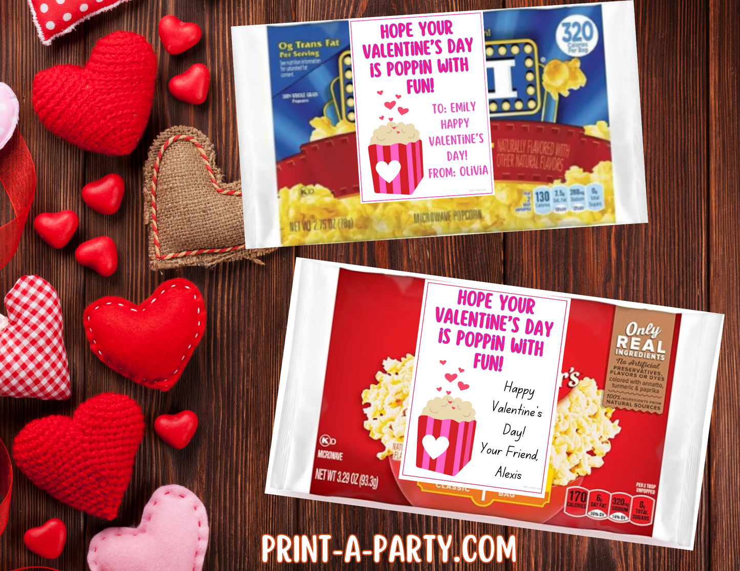 Valentine EDITABLE TEMPLATE: POPCORN VALENTINE CARD - EDITABLE PRINTABLE | Valentine's Day Party | Kid's Valentines | Valentine Popcorn