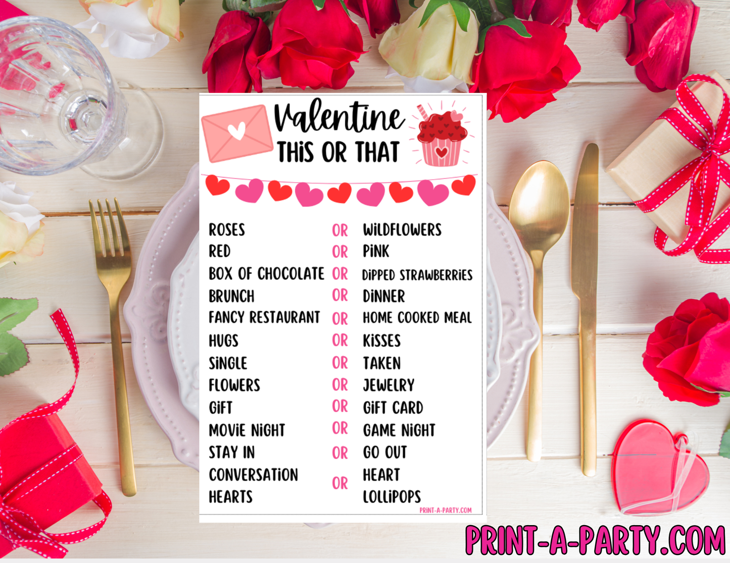 Valentine’s Day This or That Game Printable – 5x7 Classroom Party Activity, Instant Download