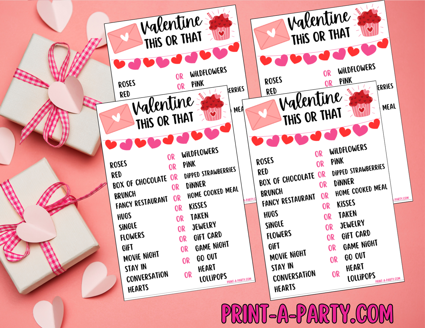 THIS OR THAT GAME | Valentine Games | Valentine Activities | Printable | Valentine Party | Valentine Classroom | INSTANT DOWNLOAD - Great for tweens and teens!