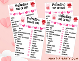 THIS OR THAT GAME | Valentine Games | Valentine Activities | Printable | Valentine Party | Valentine Classroom | INSTANT DOWNLOAD - Great for tweens and teens!