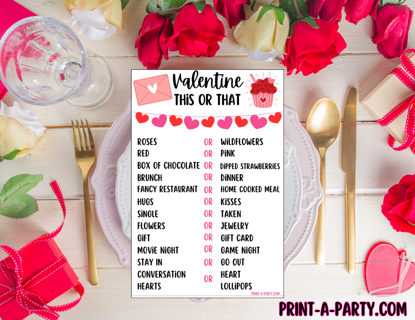 THIS OR THAT GAME | Valentine Games | Valentine Activities | Printable | Valentine Party | Valentine Classroom | INSTANT DOWNLOAD - Great for tweens and teens!