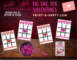 Valentine EDITABLE TEMPLATE: TIC TAC TOE VALENTINE CARD - EDITABLE PRINTABLE | Valentine's Day Party | Kid's Valentines | Valentine Tic Tac Toe Game
