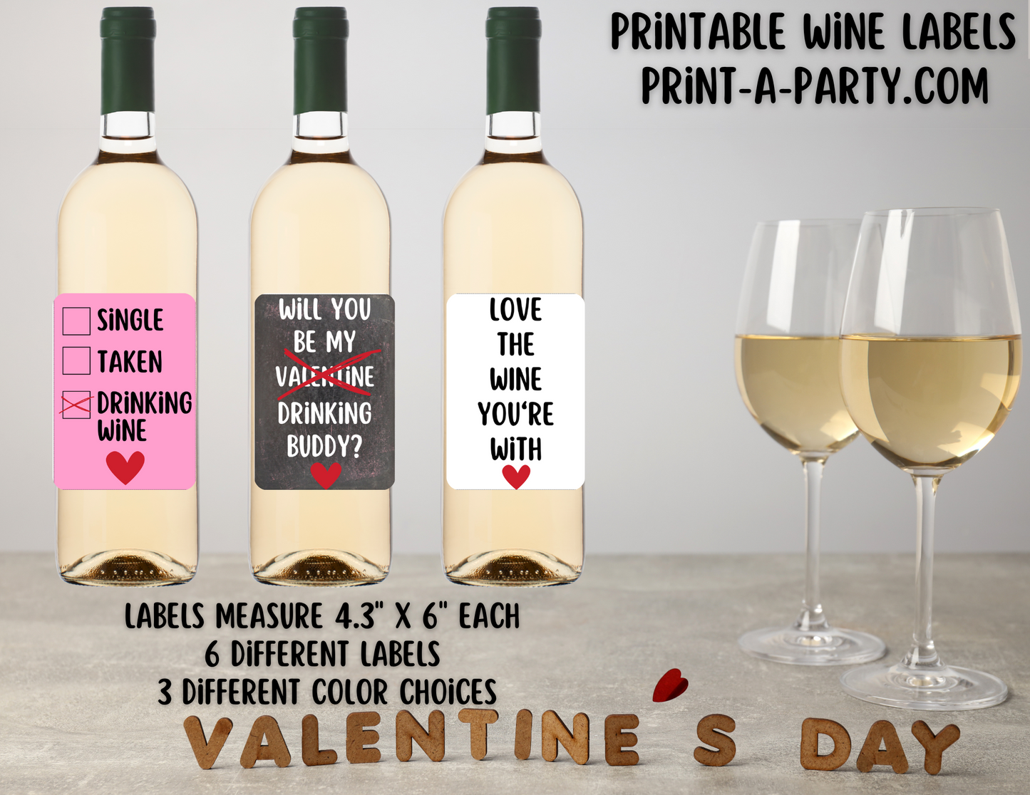 WINE LABELS: Valentine's Day Sarcastic Wine Labels | Valentine Wine | Galentines | Valentine Gift Idea