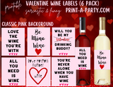 WINE LABELS: Valentine's Day Sarcastic Wine Labels - Great gifts - INSTANT DOWNLOAD