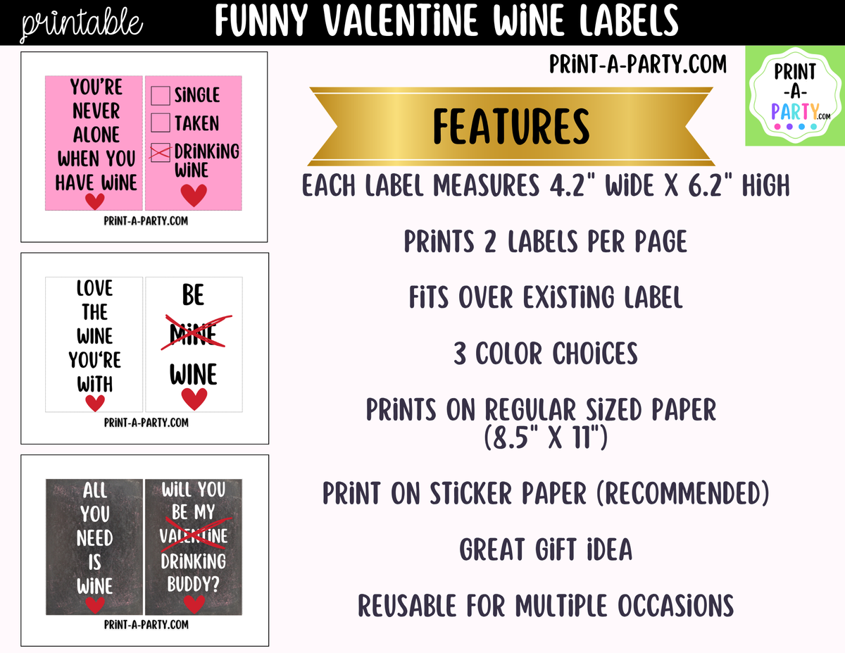 Valentine's Day Wine Labels Printable – Funny & Romantic