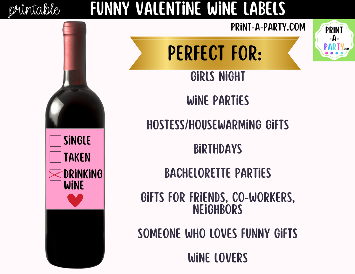 Valentine's Day Wine Labels Printable – Funny & Romantic