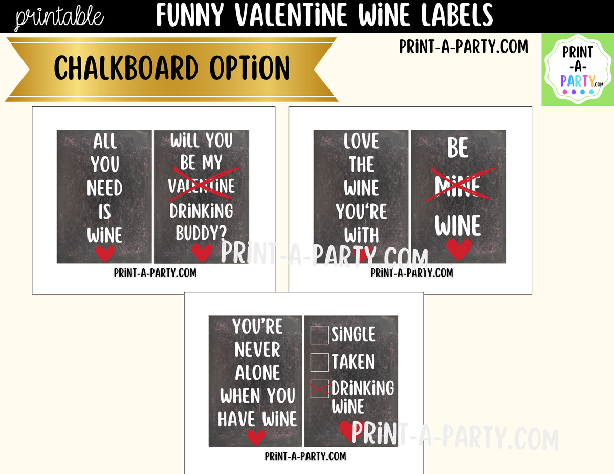 Valentine's Day Wine Labels Printable – Funny & Romantic