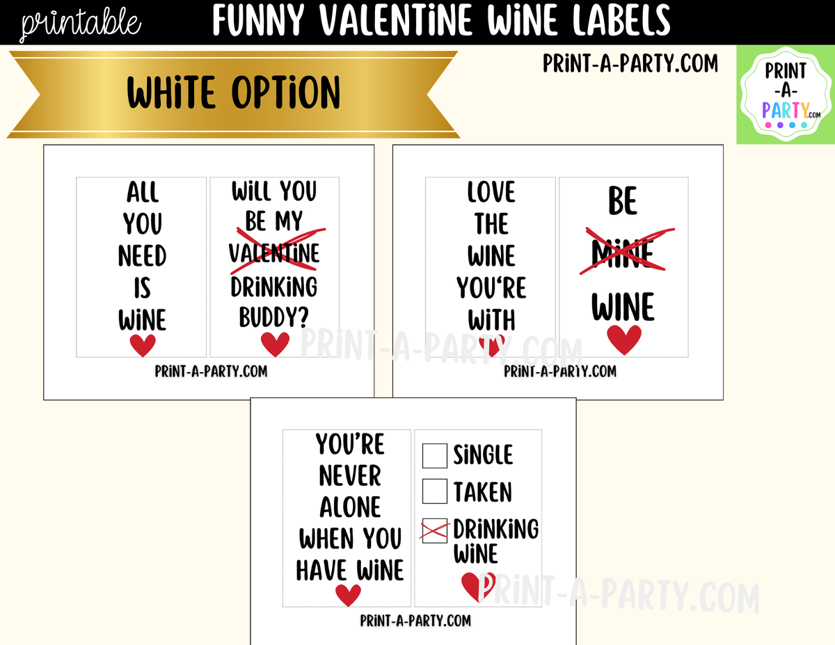 Valentine's Day Wine Labels Printable – Funny & Romantic