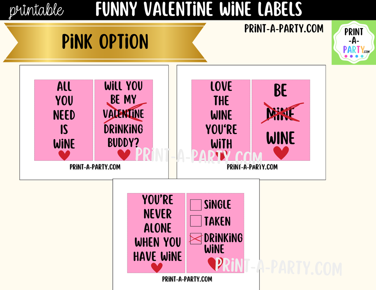 Valentine's Day Wine Labels Printable – Funny & Romantic