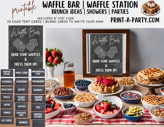 WAFFLE BAR | WAFFLE STATION Setup - Chalkboard | Waffle Bar Sign | Food Station for Party | Food Bar for Party | Brunch Idea | Wedding Shower | Baby Shower | Sleepover | DIY Waffle Bar