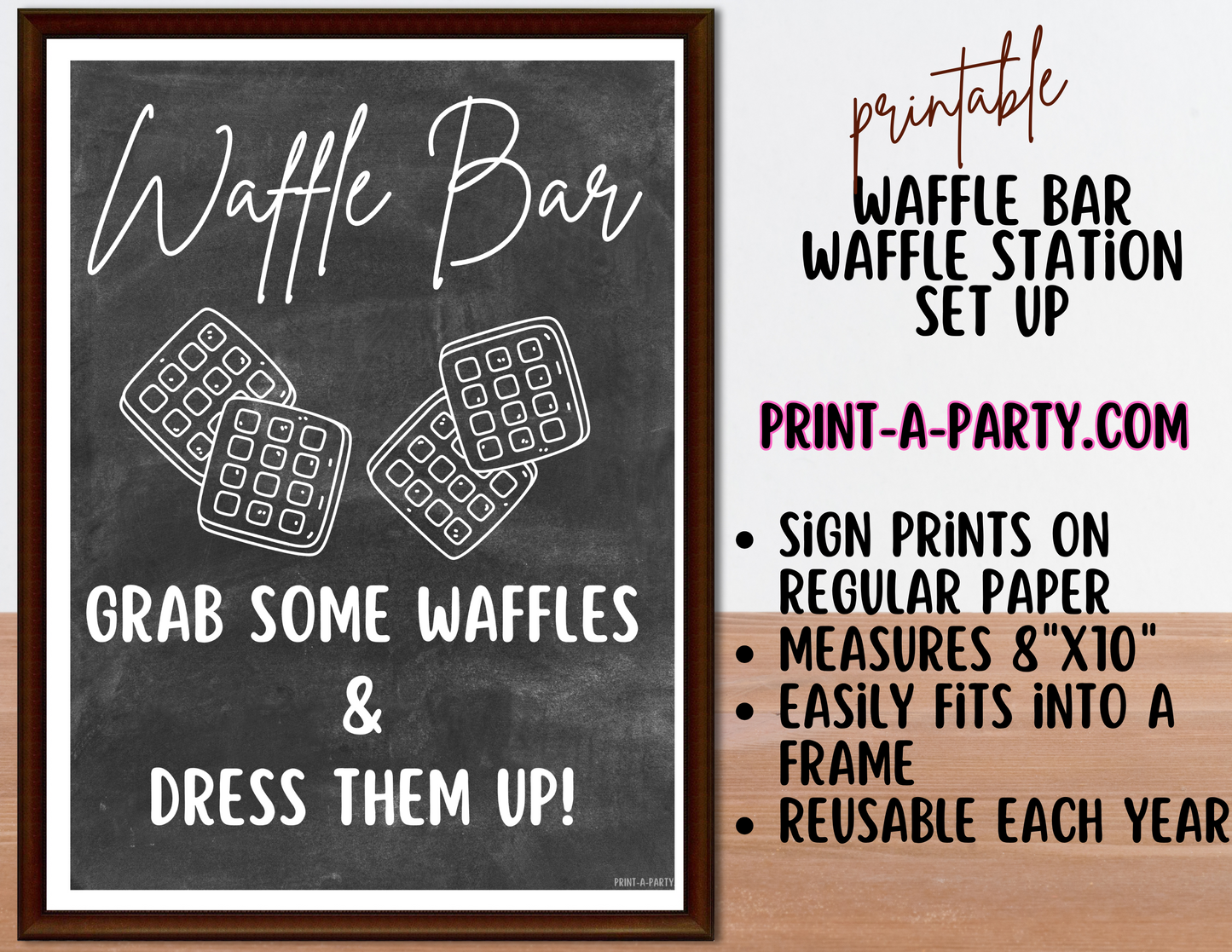 WAFFLE BAR | WAFFLE STATION Setup - Chalkboard | Waffle Bar Sign | Food Station for Party | Food Bar for Party | Brunch Idea | Wedding Shower | Baby Shower | Sleepover | DIY Waffle Bar