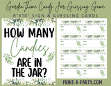 CANDY JAR GUESSING GAME | How many candies in jar | Garden Greenery Theme Wedding |Garden Shower | Bridal Shower Game | Bridal Shower Decor | Engagement Party | Same Sex Wedding Shower Activities | Printable