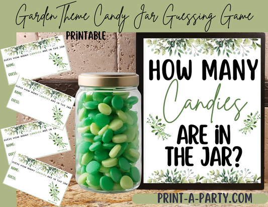 CANDY JAR GUESSING GAME | How many candies in jar | Garden Greenery Theme Wedding |Garden Shower | Bridal Shower Game | Bridal Shower Decor | Engagement Party | Same Sex Wedding Shower Activities | Printable