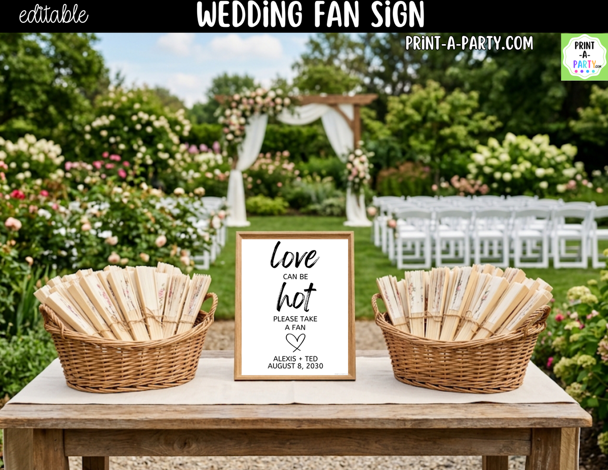 Editable Fan Sign – Love Can Be Hot Please Take a Fan | 8x10 Canva