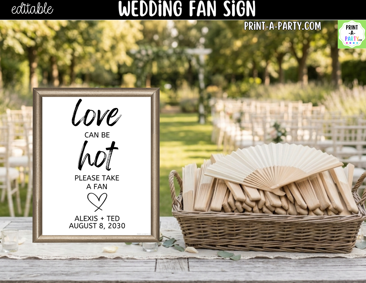 Editable Fan Sign – Love Can Be Hot Please Take a Fan | 8x10 Canva