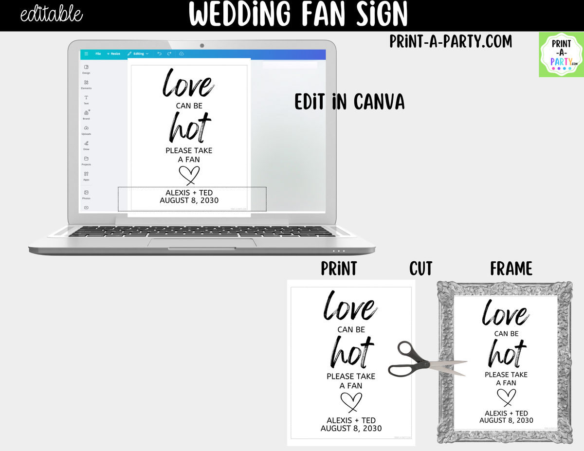 Editable Fan Sign – Love Can Be Hot Please Take a Fan | 8x10 Canva