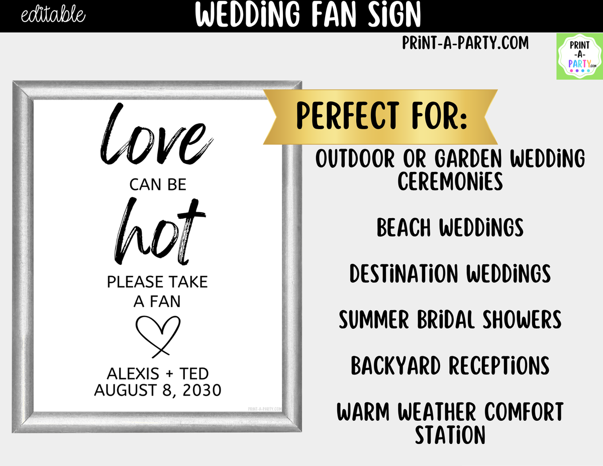 Editable Fan Sign – Love Can Be Hot Please Take a Fan | 8x10 Canva
