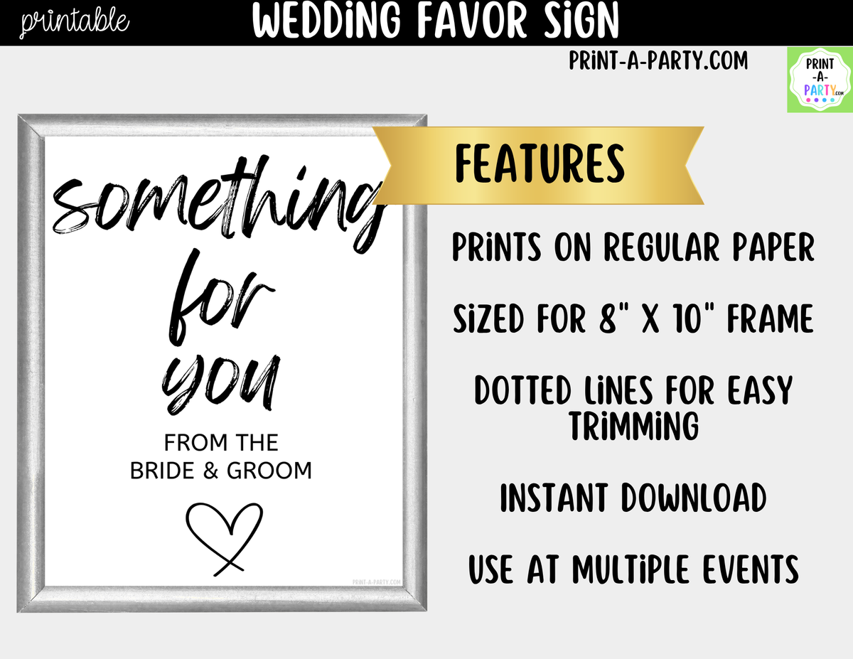 Wedding Favor Sign Printable – Something for You from Bride & Groom