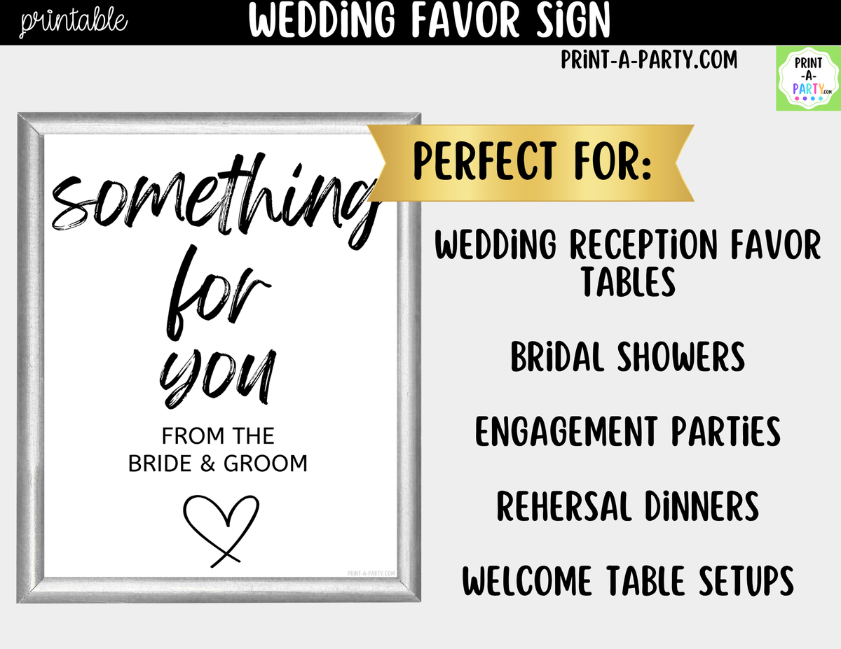 Wedding Favor Sign Printable – Something for You from Bride & Groom