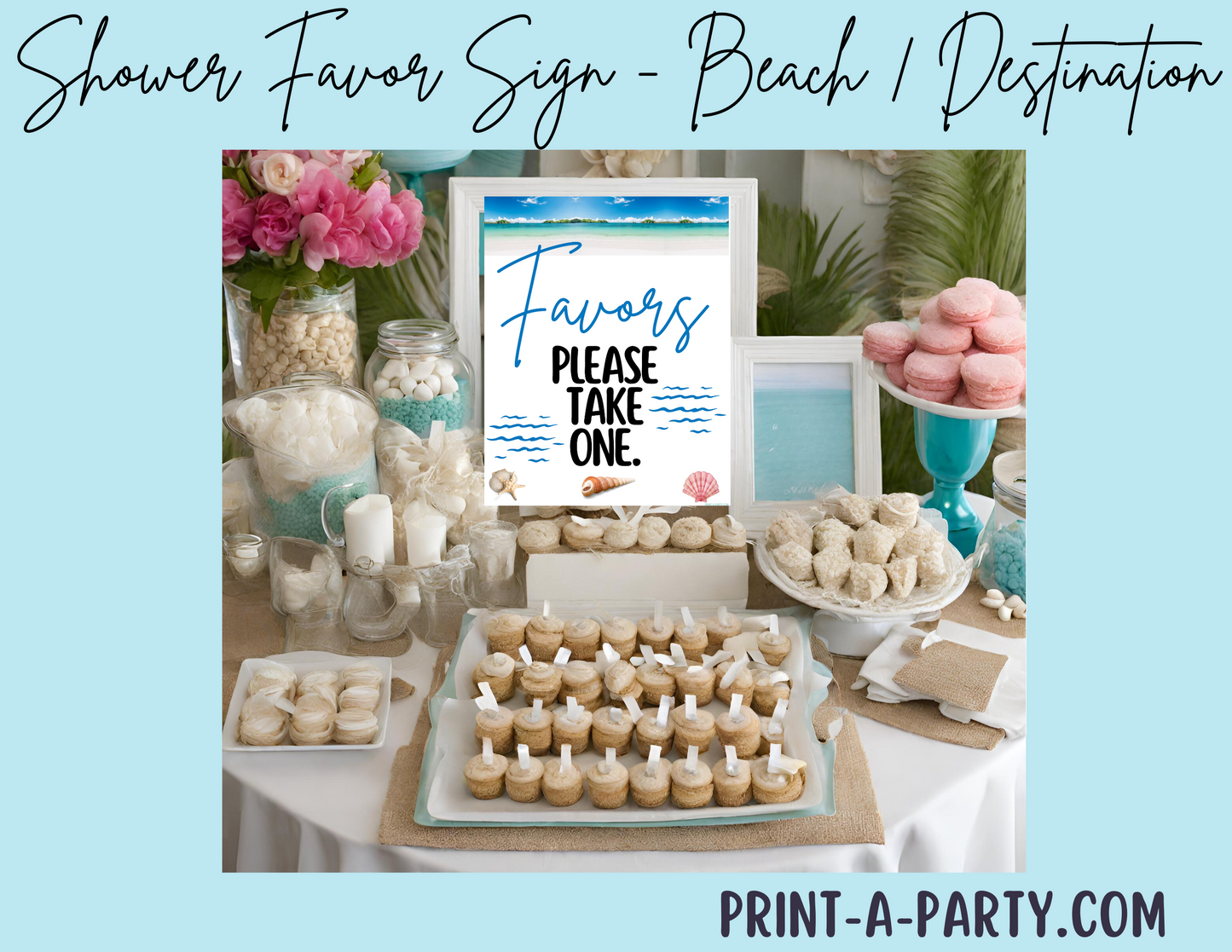 FAVORS SIGN - BEACH DESTINATION WEDDING THEME | Engagement Party Favors | Bridal Wedding Shower Favors | Favors Please take one