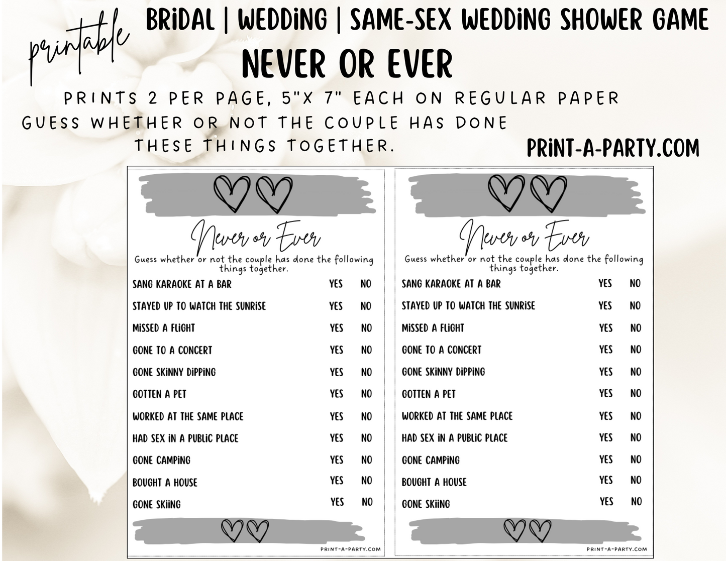 Same Sex Wedding Shower Game Bundle (4) LGBTQ+ | Same Sex Wedding Activities | Same Sex Weddings - Two Hearts Design