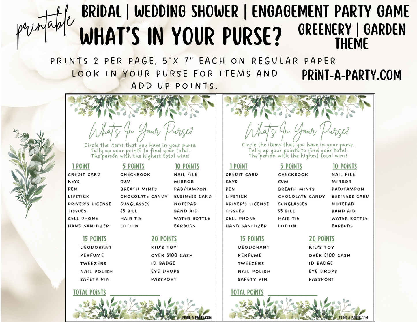 GAME BUNDLE:  Bridal Wedding Shower Engagement Party Game Bundle | Garden Greenery Wedding | Garden Wedding Theme | Printable