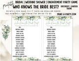 GAME BUNDLE:  Bridal Wedding Shower Engagement Party Game Bundle | Garden Greenery Wedding | Garden Wedding Theme | Printable