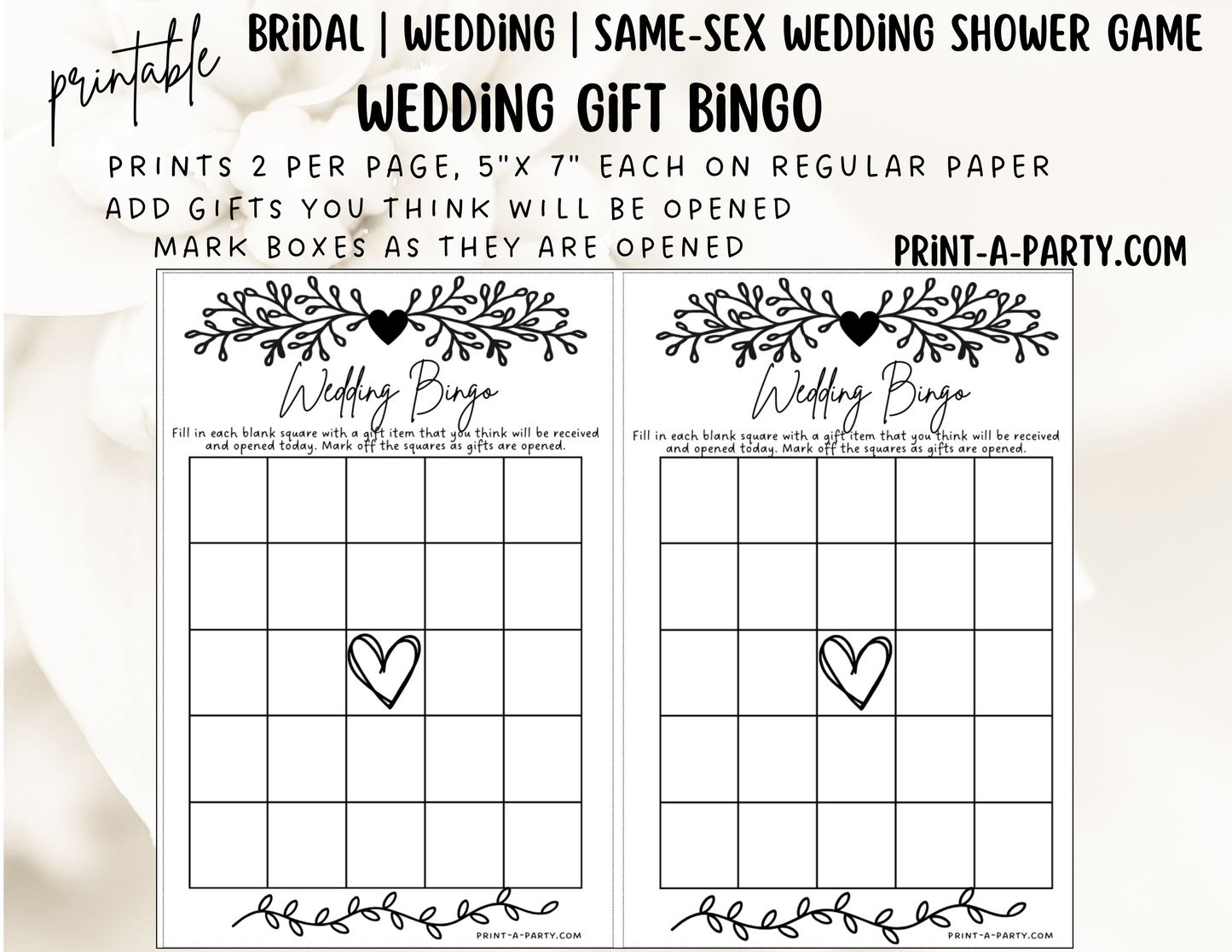 Same Sex Wedding Shower Game Bundle (4) LGBTQ+ | Same Sex Wedding Activities | Same Sex Weddings - Vine Design