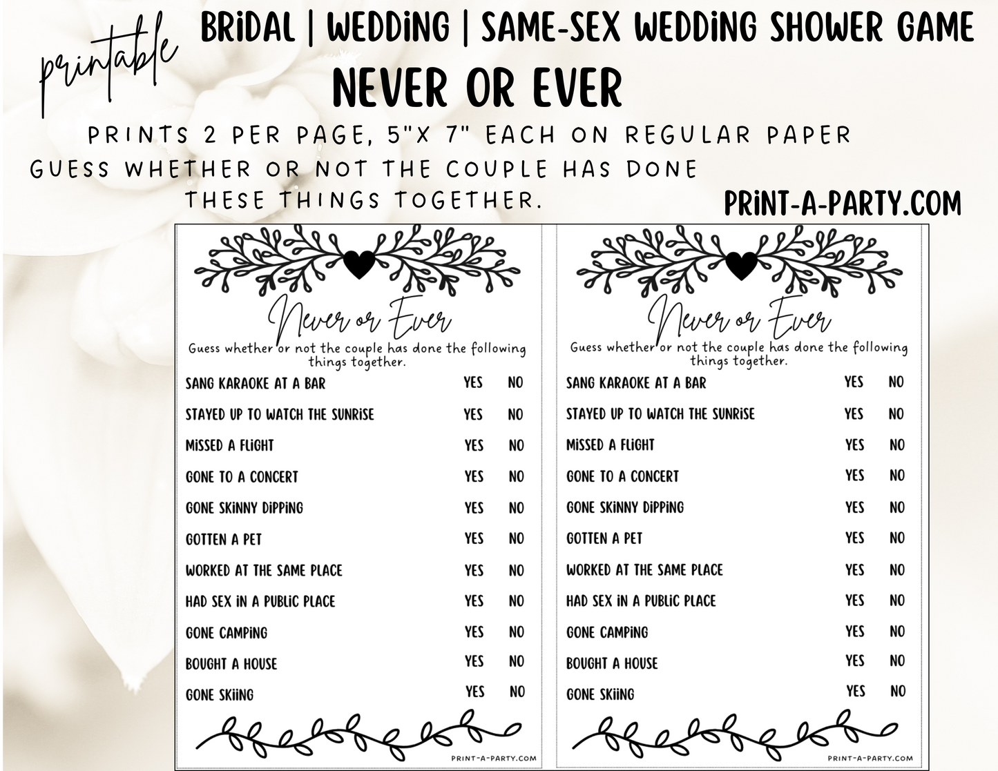 Same Sex Wedding Shower Game Bundle (4) LGBTQ+ | Same Sex Wedding Activities | Same Sex Weddings - Vine Design