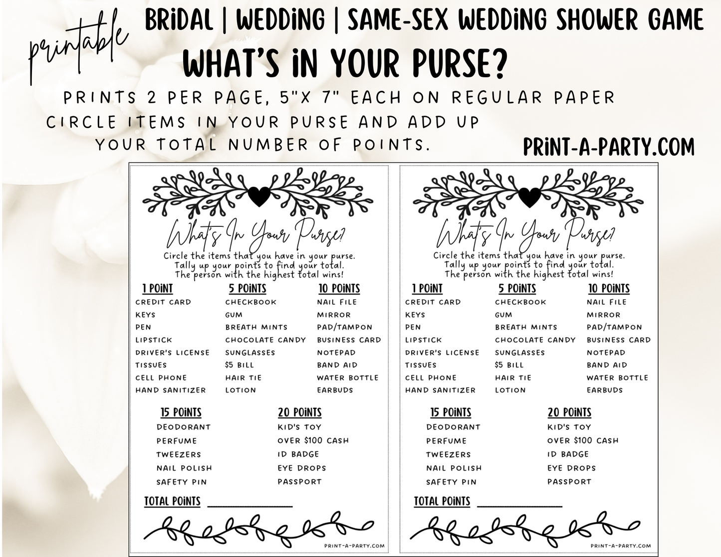 Same Sex Wedding Shower Game Bundle (4) LGBTQ+ | Same Sex Wedding Activities | Same Sex Weddings - Vine Design