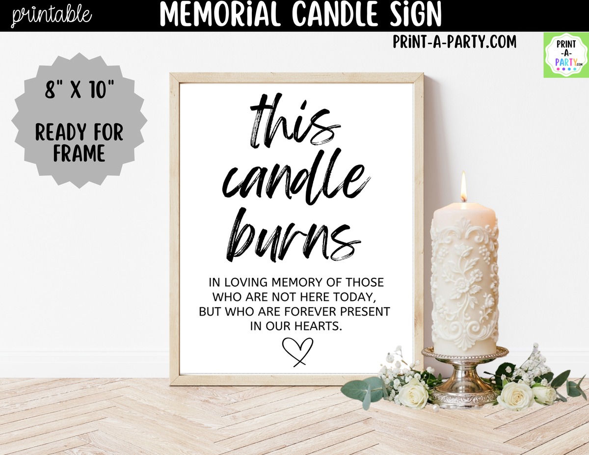 Wedding Memorial Sign Printable – This Candle Burns in Memory