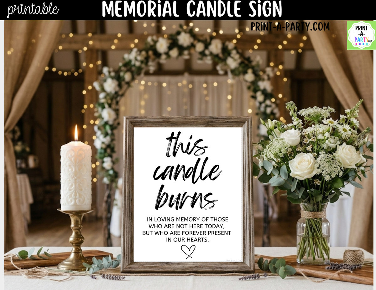 Wedding Memorial Sign Printable – This Candle Burns in Memory