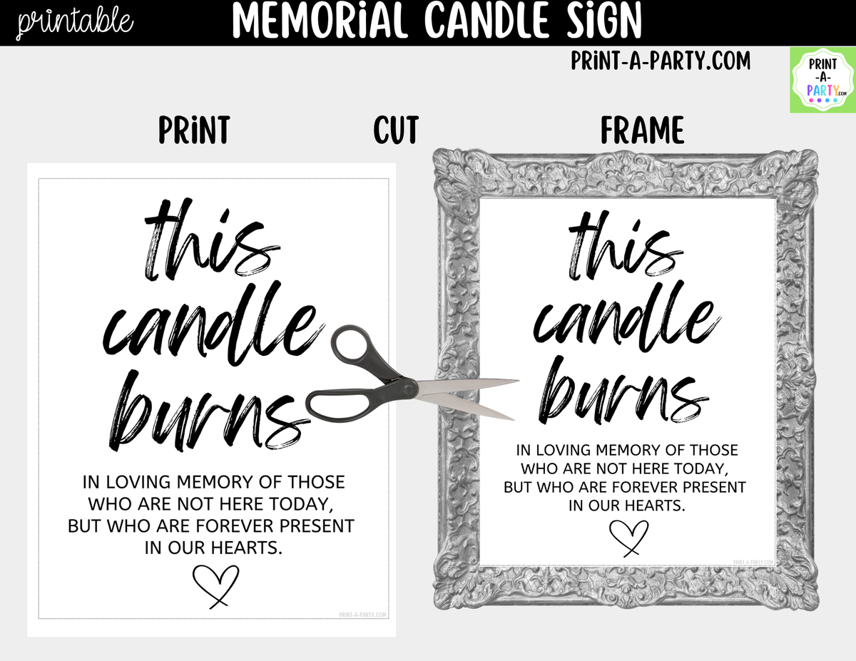 Wedding Memorial Sign Printable – This Candle Burns in Memory