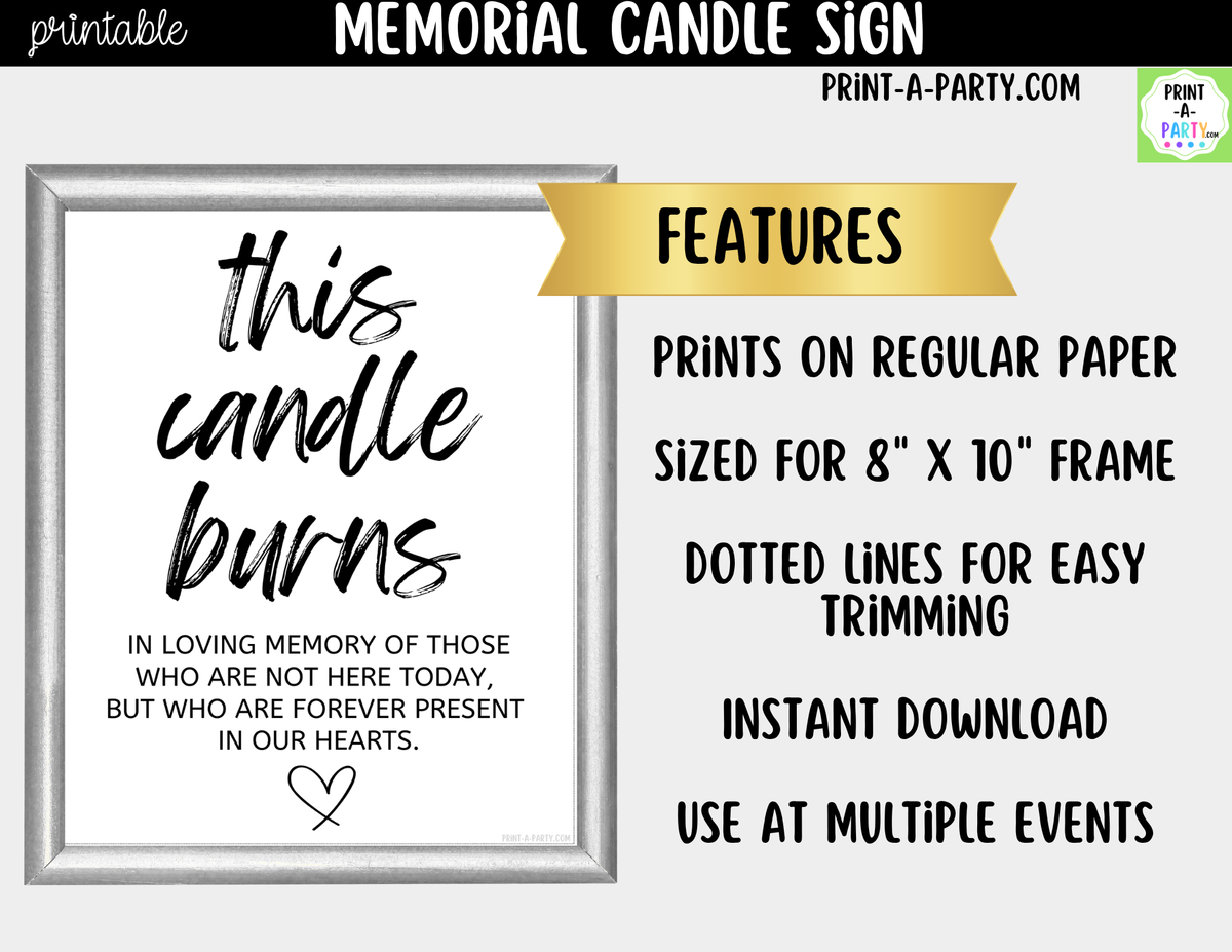 Wedding Memorial Sign Printable – This Candle Burns in Memory