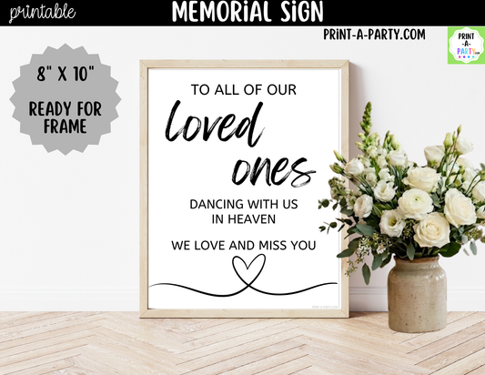 Wedding Memorial Sign Printable – Dancing With Us in Heaven