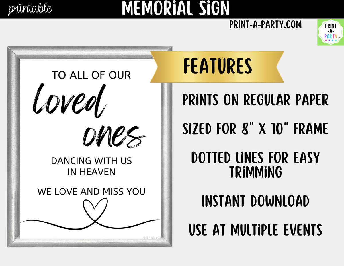 Wedding Memorial Sign Printable – Dancing With Us in Heaven