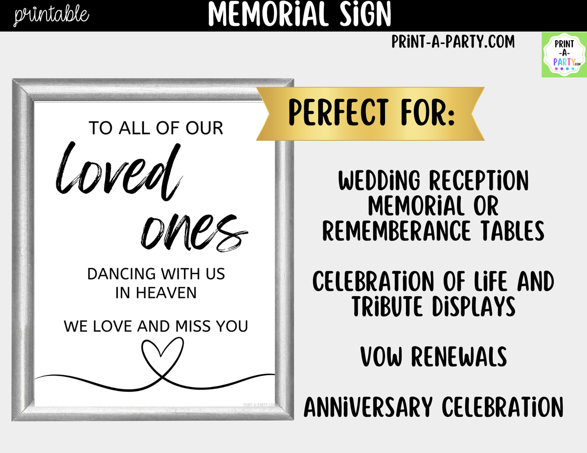 Wedding Memorial Sign Printable – Dancing With Us in Heaven