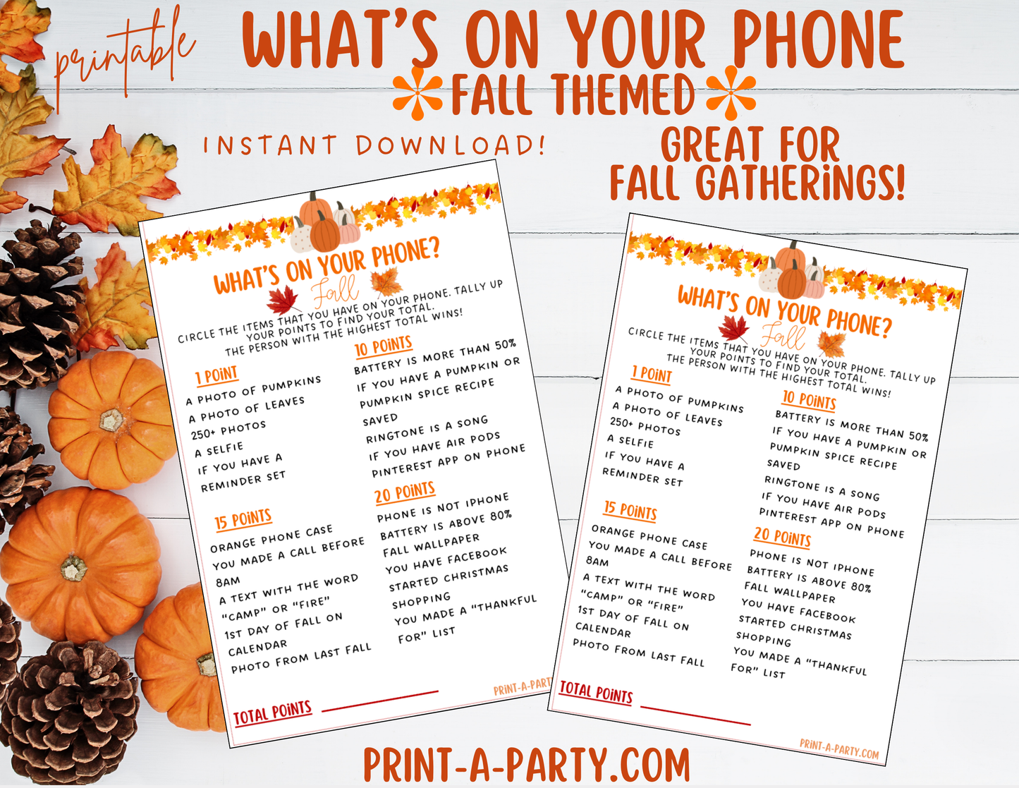 WHAT'S ON YOUR PHONE? - Fall Edition | Fall Game | Fall Activity | Fall Fun | Fall Bridal Shower Activity | Fall Baby Shower Activity