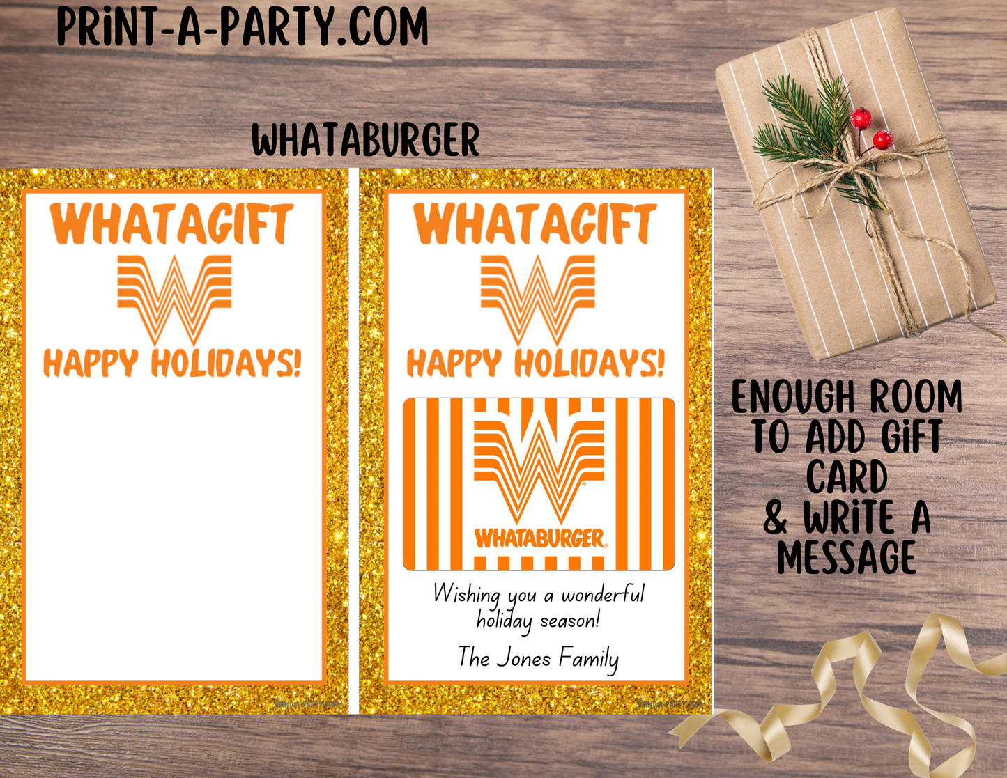 GIFT CARD Holiday Templates | Restaurants | Whataburger | Chik-fil-a | Tacos Mexican Food | Coffee | Stocking Stuffer