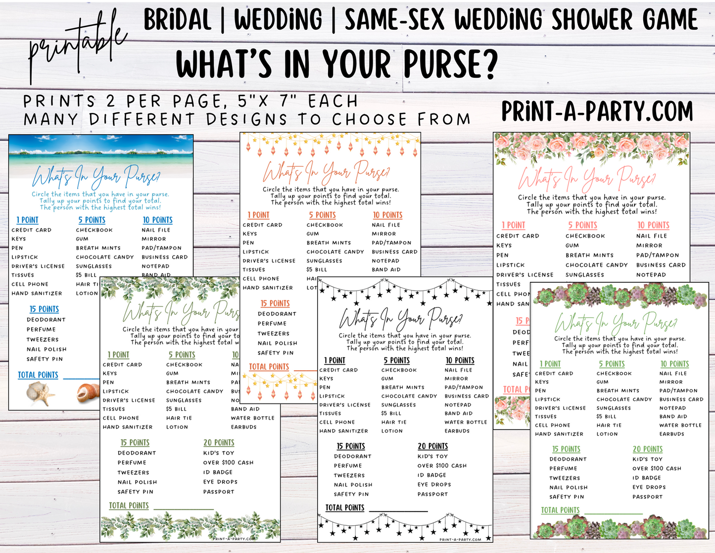 WHAT'S IN YOUR PURSE? | Bridal or Same Sex Wedding Shower Game LGBTQ+ | Printable Wedding Games | NSTANT DOWNLOAD