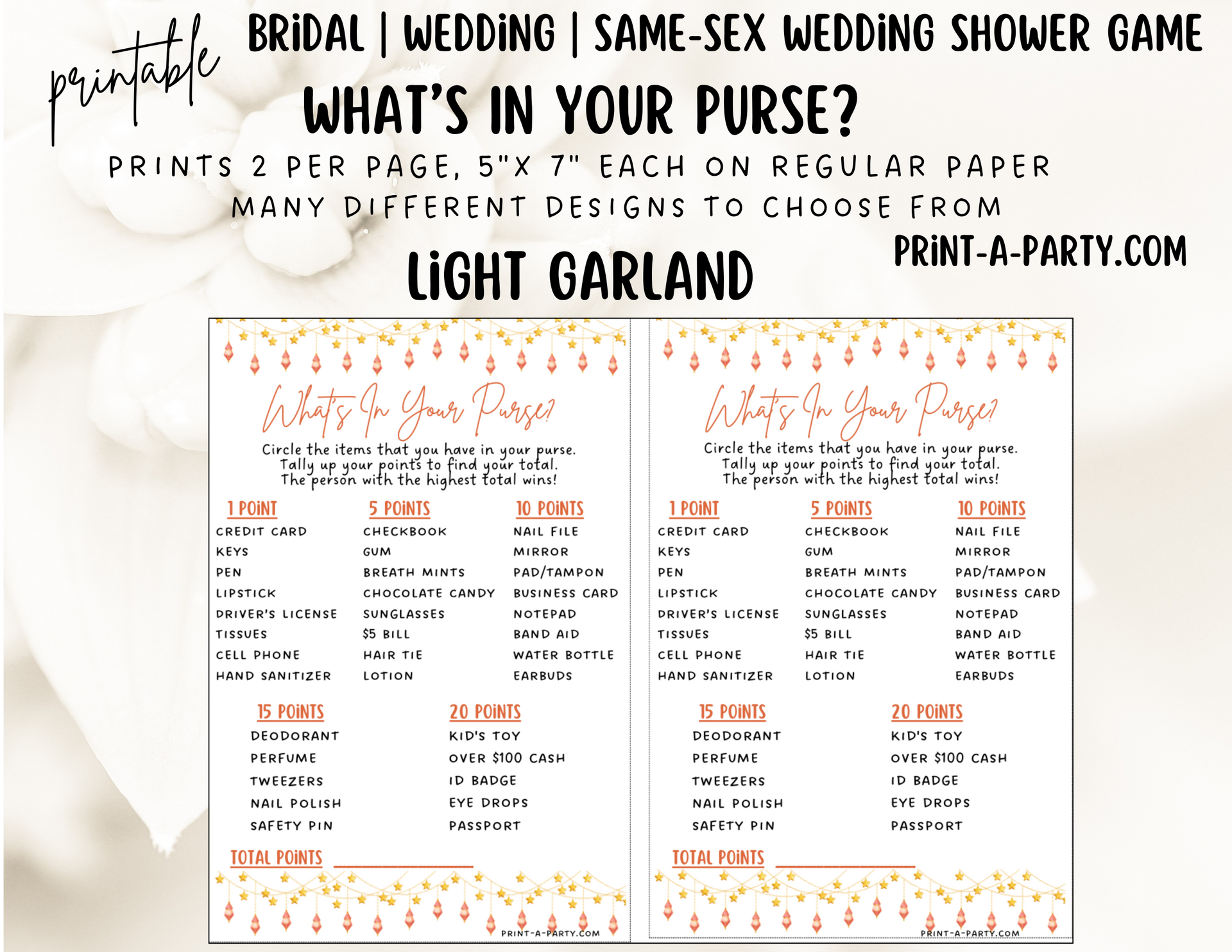 WHAT'S IN YOUR PURSE? | Bridal or Same Sex Wedding Shower Game LGBTQ+ – PrintAParty for Bridal Shower What S In Your Purse Game Free Printable