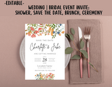 BRIDAL OR WEDDING EVENT - EDITABLE INVITATION: BRIDAL SHOWER, BRUNCH, SAVE THE DATE INVITATION - EDITABLE PRINTABLE | Wedding Shower| Save the Date | Bridal Brunch | Wildflowers