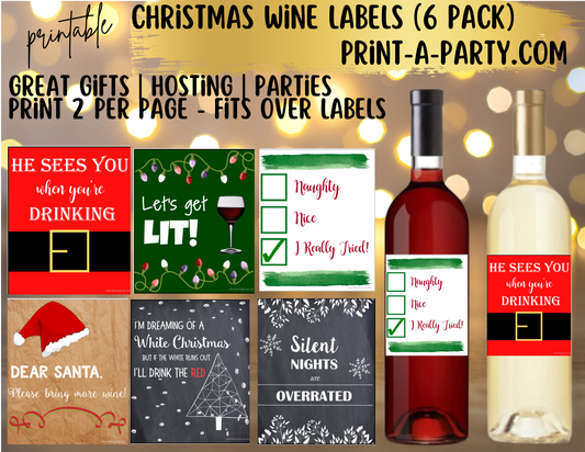 WINE LABELS: Christmas Sarcastic Holiday for Wine Gifts, Wine Baskets - INSTANT DOWNLOAD