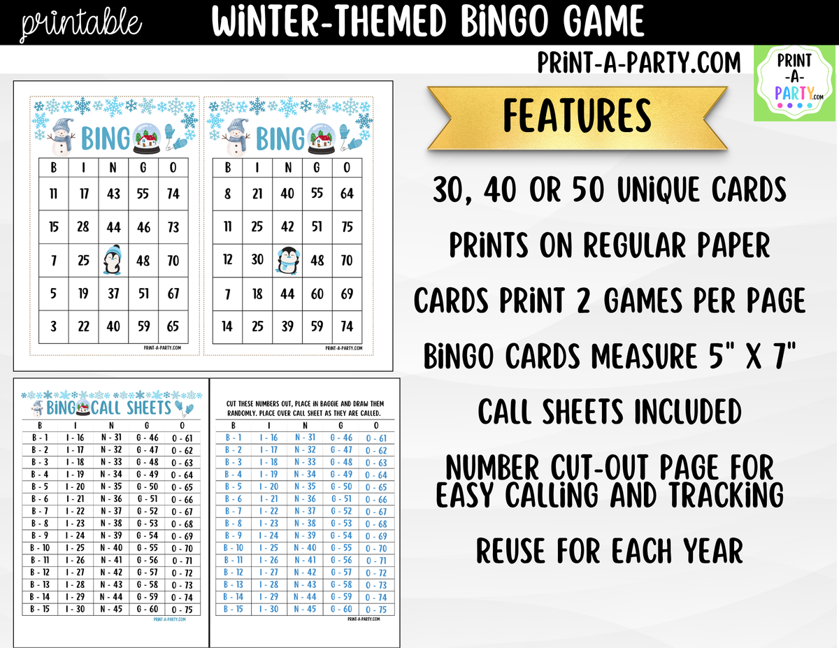 Winter Bingo Game Printable – Classrooms, Parties & Family Fun