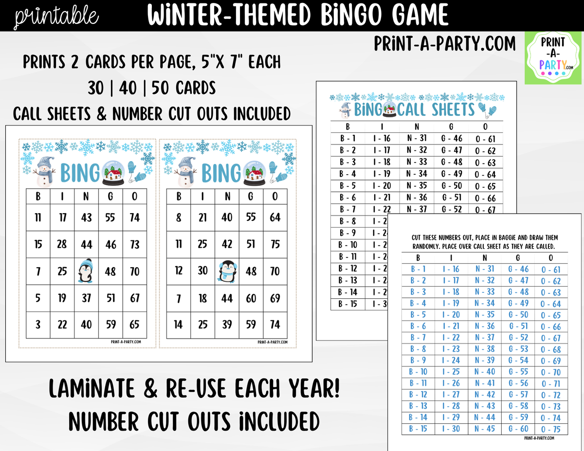 Winter Bingo Game Printable – Classrooms, Parties & Family Fun