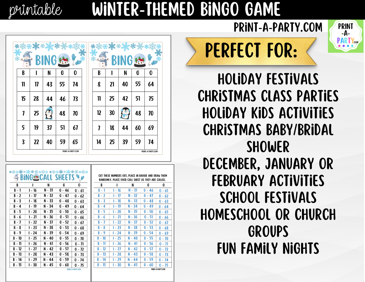 Winter Bingo Game Printable – Classrooms, Parties & Family Fun