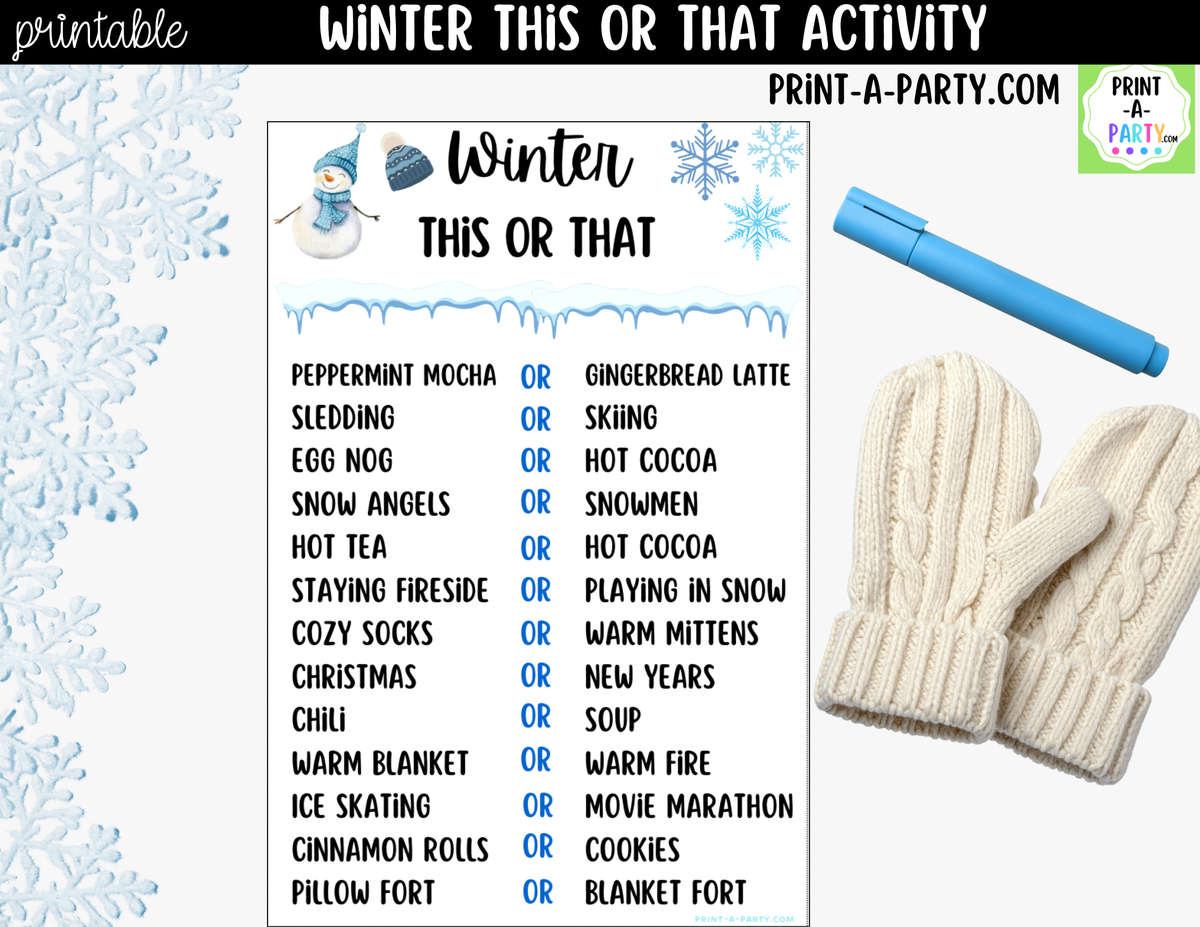 Winter This or That Game Printable – Kids & Classroom Activity