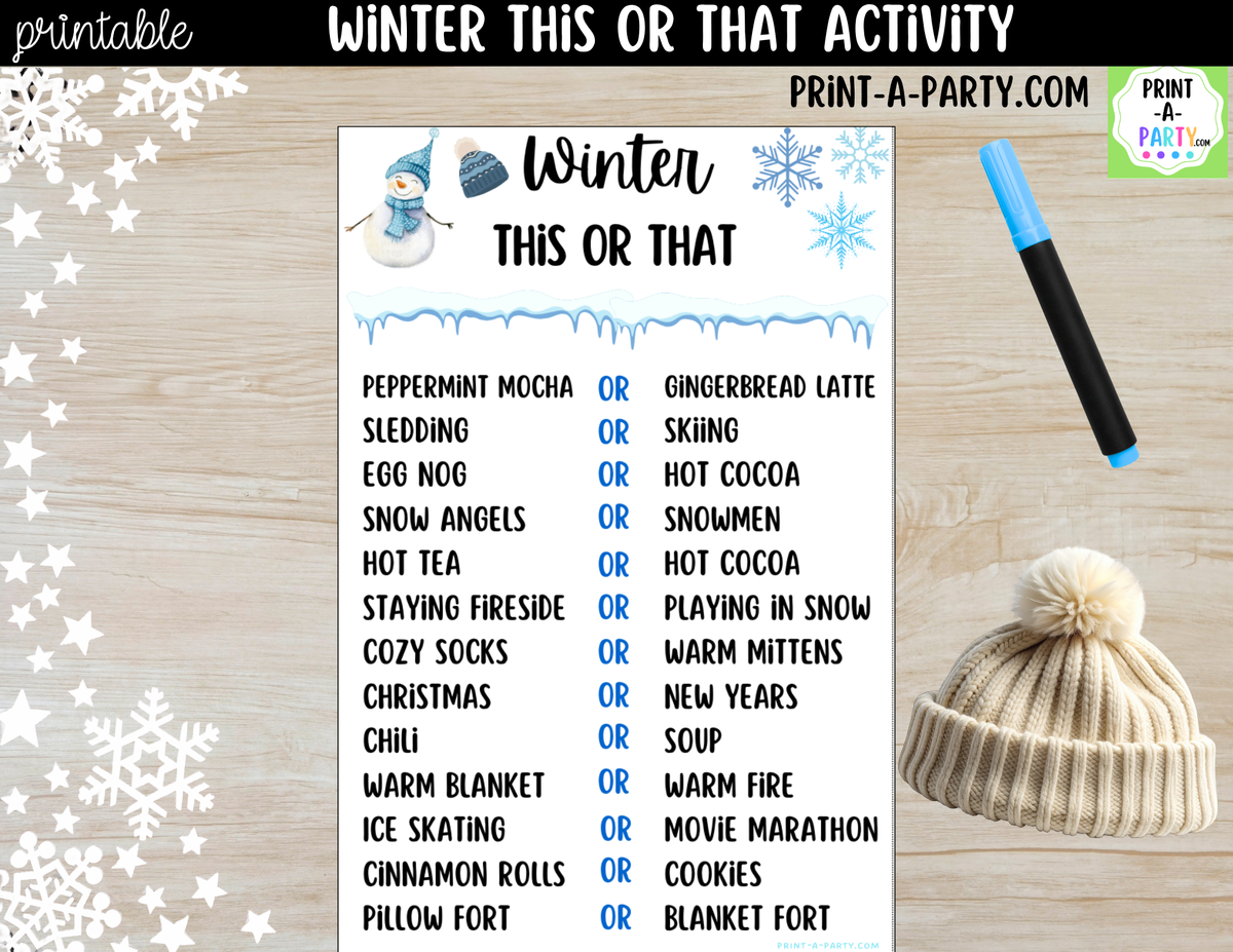 Winter This or That Game Printable – Kids & Classroom Activity