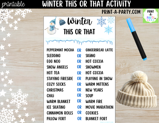 Winter This or That Game Printable – Kids & Classroom Activity