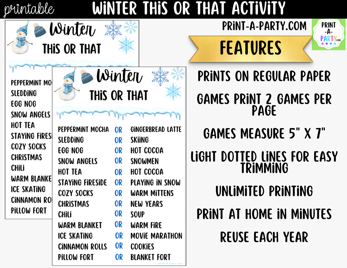 Winter This or That Game Printable – Kids & Classroom Activity